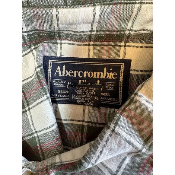 Abercrombie‎ & Fitch Muscle Shirt Mens L Plaid Button-Down Long Sleeve - Picture 9 of 10